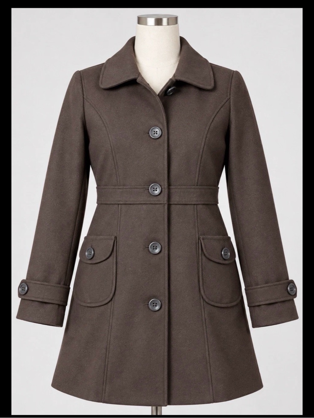 Tulle Women's Dark Brown Wool Peacoat